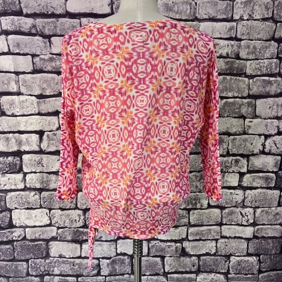 Chico's Multicolored 3/4 Sleeve Lightweight Pullover Sweater Size M - Picture 5 of 8